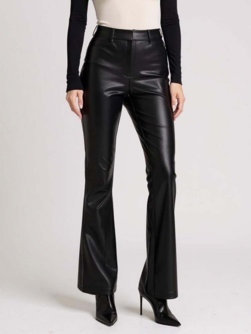 NWT Marc New York Black Faux Leather Flare Jeans